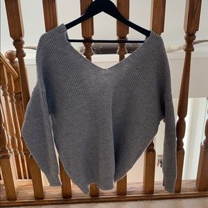 grey knit twist sweater